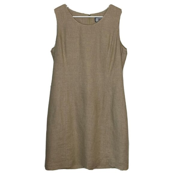 Bice by Sag Harbor Womens Linen Blend Lined Natural Tan Flax Sleeveless Dress-L - Picture 1 of 12